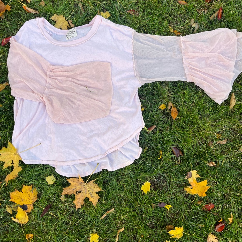 Light Pink Free People Long Sleeve Top